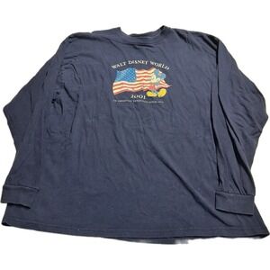 Long Sleeve‎ Walt Disney World Shirt Men's Size 2XL Navy Blue Y2K 2001 Made USA